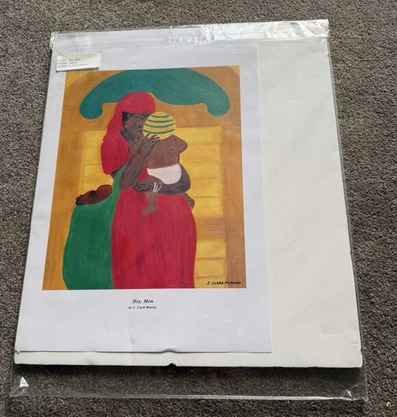 C. Clark Minton Other - C. Clark Minton “Hey, Mon” Matted Giclée Print Caribbean Style Art (Damaged)
